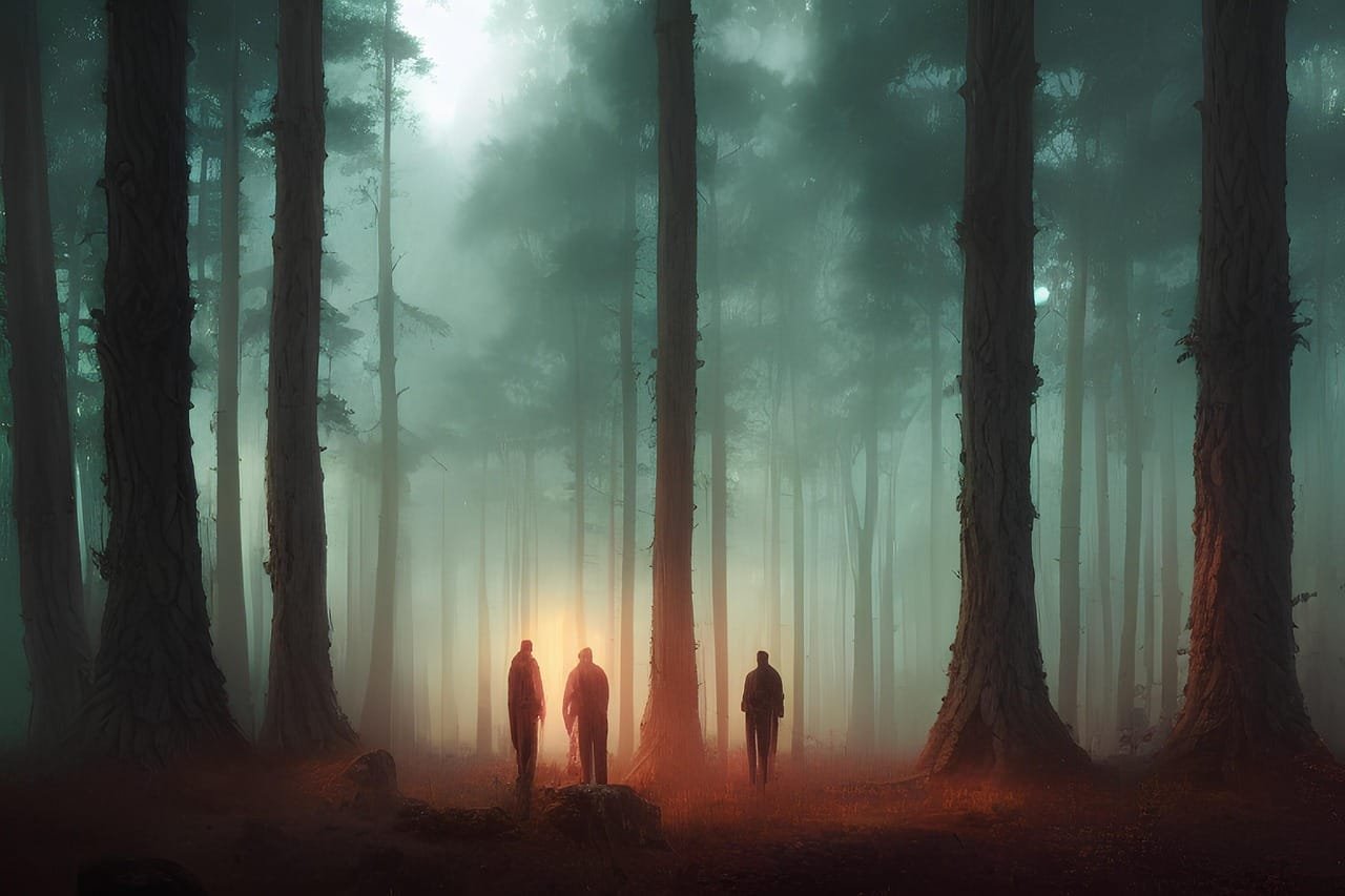 three people, forest, nature, fog, woods, wilderness, adventure, three people, three people, three people, three people, three people