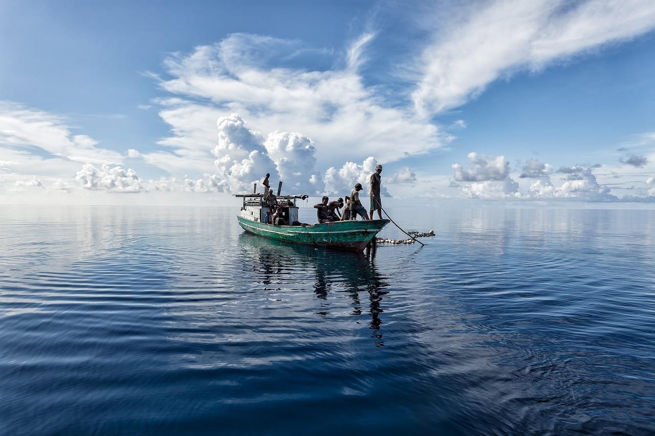 landscape, tropical, nature, sea, halmahera sea, fishing, fish boat, the web, bajau people, indonesia