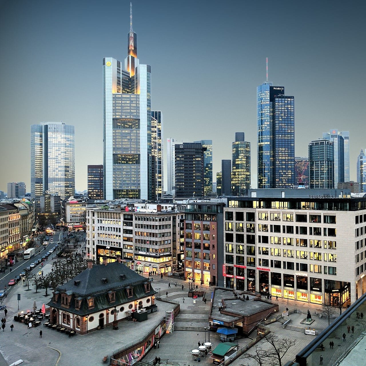germany, frankfurt am main, frankfurt, city, architecture, cityscape, building, town, urban, skyline, business, downtown, central, finance, hauptwache, twilight, light, blue finance, frankfurt, frankfurt, frankfurt, frankfurt, frankfurt