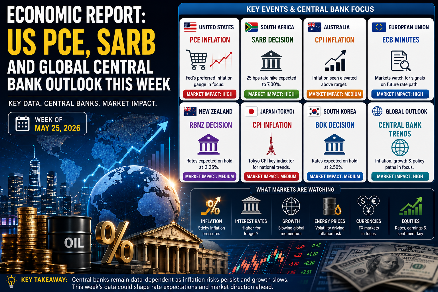 Economic Report: US PCE, SARB and Global Central Bank Outlook This Week