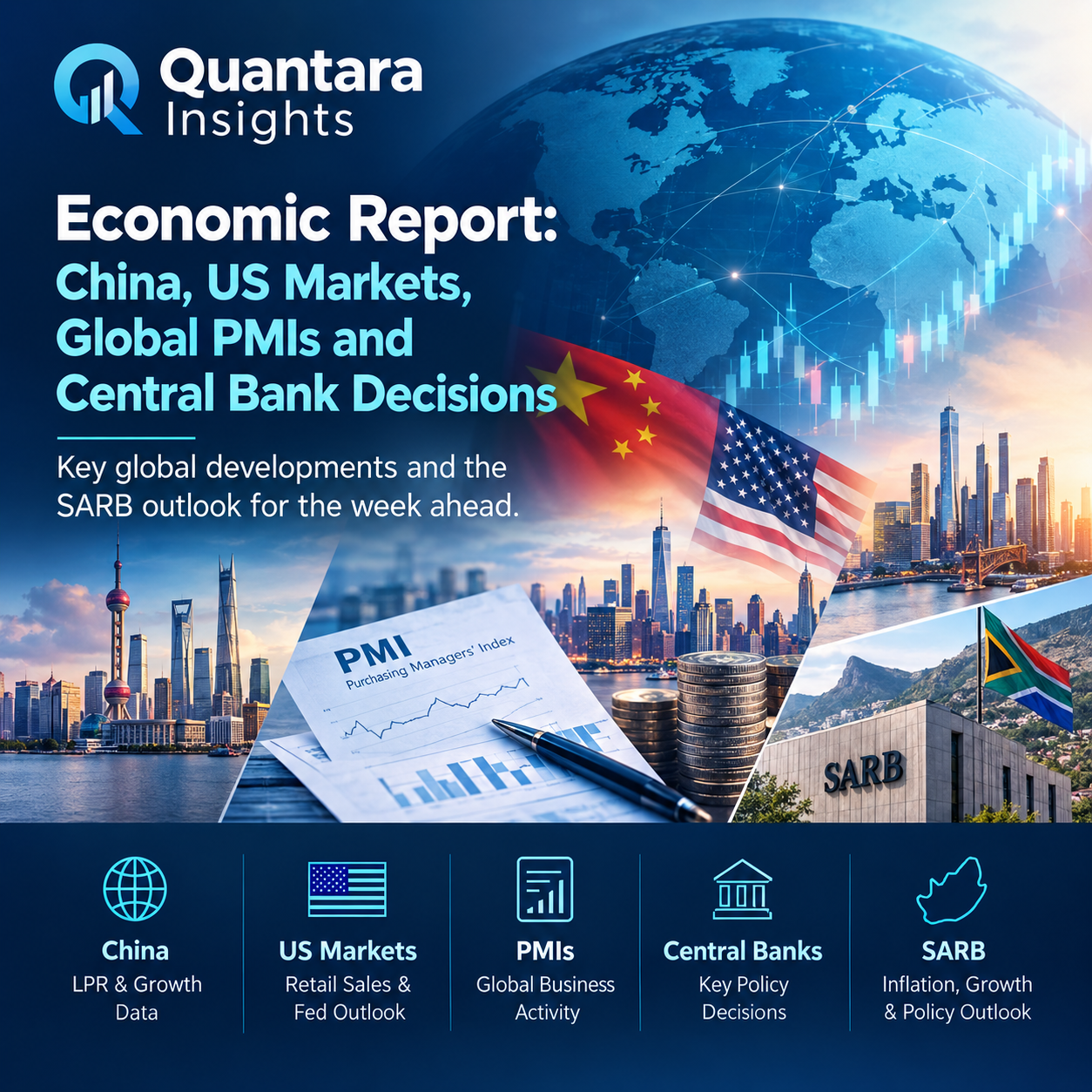 Economic Report covering key China, US, global PMI and central bank developments, with a detailed focus on the SARB outlook.