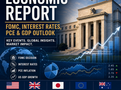 Economic Report featuring the FOMC meeting, interest rates, PCE inflation, US GDP, Federal Reserve, global central banks, and weekly market outlook.
