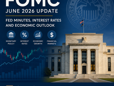 FOMC June 2026 featured image showing the Federal Reserve building with financial charts illustrating FED Minutes, Interest Rates, inflation, and monetary policy analysis. These are optimized for SEO while remaining descriptive and accessible, helping both search engines and screen readers understand the image content.