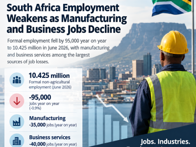 South Africa employment declines as formal jobs fall in June 2026